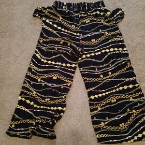 SHEIN Black and Gold Trousers with Ornate Design